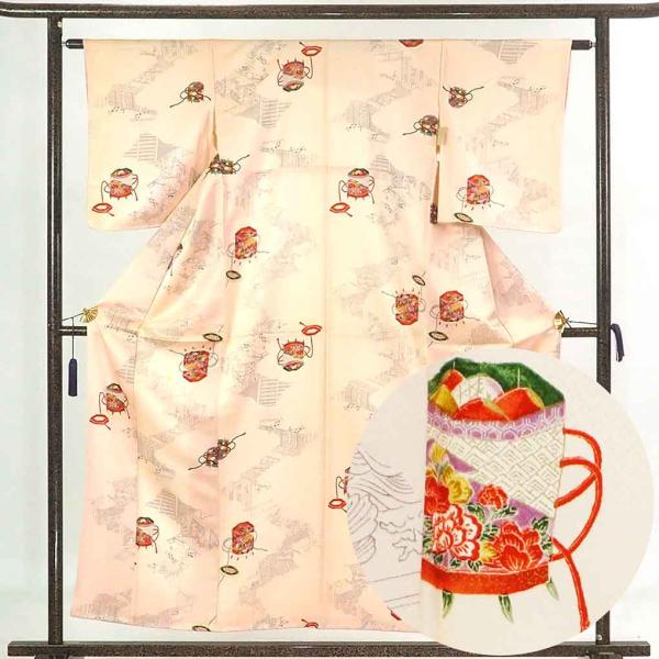 小紋 身丈156cm 裄62cm 前幅22.5cm 後幅28.5cm 袖丈50cm レディース 袷 ...