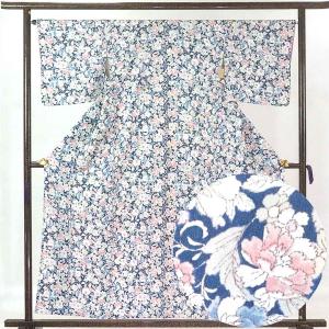 リサイクル着物 紬 花文 正絹 身丈約162cm 裄丈約64.5cm 25z08-4917 リサイクル着物 紬 花文 正絹 身丈約162cm 裄丈約64.5cm 25z08-4917の