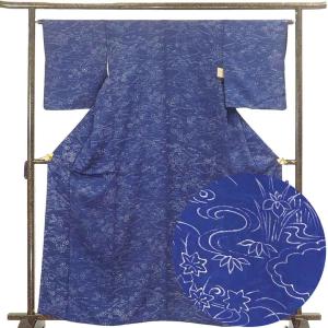 紬地 着物 中古 リサイクル 正絹 袷 カジュアル 花の図 潤色 多色 身丈161cm 裄65cm M きもの北條 A1282-7 美品】 紬 身丈165.5cm 裄丈63.5cm S 袷 証紙あり 草花 雲文 濃紫 正絹