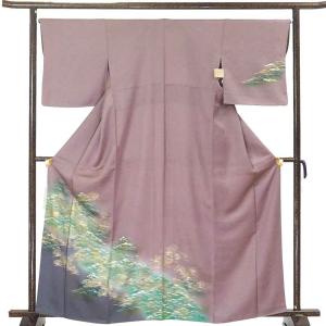 付下袷 中古着物 総絞り正絹着物 絞り着物 黒地付下げ|美品|着物