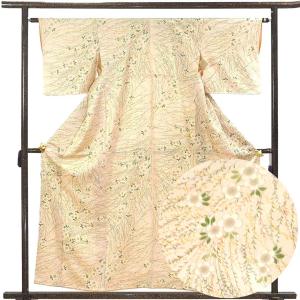 小紋 美品 名品 身丈157cm 裄丈66.5cm 正絹 【中古】 30%OFF 小紋 身丈157cm 裄丈63.5cm S 袷 小花 茶緑色 正絹 名品 K30