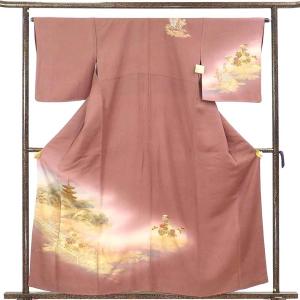 訪問着 身丈168cm 裄62cm レディース 袷 花柄 裄Sサイズ 秋冬春用 正絹