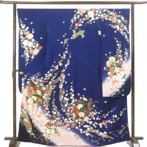 平和屋着物●振袖用長襦袢　無双仕立て　飛鶴花車地紋　高島屋扱い　正絹　逸品　CABB4642yc 平和屋着物○振袖用長襦袢 無双仕立て 飛鶴花車地紋 高島屋扱い 正絹