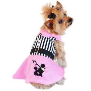 犬服ドレス　ピンク×ブラック・プードル
