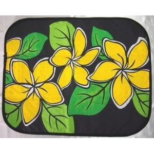 ハワイアン柄カフェマット【ブラックイエロー】