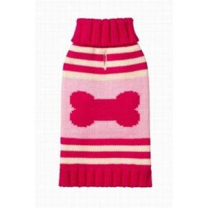 犬服ピンクストライプ・ボーン・セーター