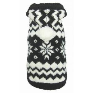犬服スノーフレーク・フードセーター・ブラック