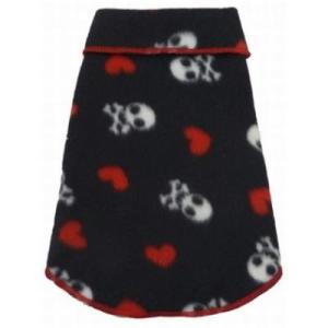 犬服スカル＆ハート柄フリース・プルオーバー