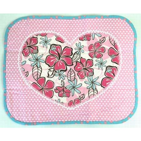 ハワイアン柄ハート・カフェマット【ピンクブルー】