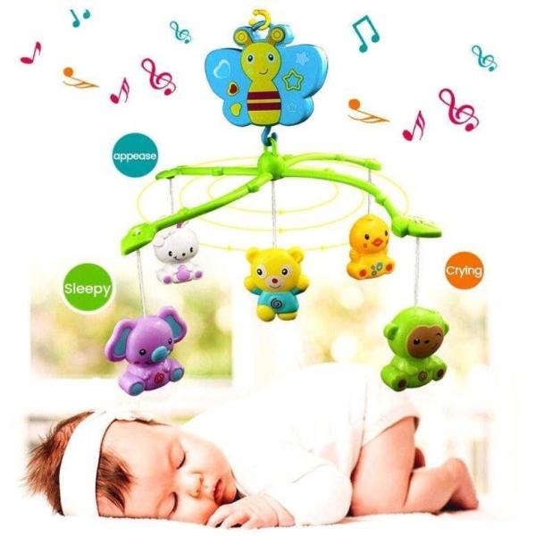 ベッドメリー ベビー おもちゃ 赤ちゃんメリー ベッドオルゴール 360度回転 音楽 新生児 ベビー...