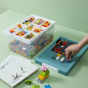 レゴ ボックス 収納ケース キッズ 2タイプ×4色 おしゃれ ケース レゴシリーズ 子ども 知育家具 おもちゃ収納 フタ付 2タイプ×4色 仕切り付｜ゴーゴーマックス株式会社