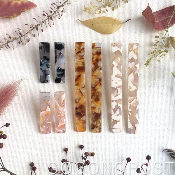 マーブルアクリル ボード ロングorショートピアス ピンク ブラウン オレンジ ブラック ロングピア...