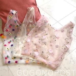 透け感シフォンバッグ お花柄 シースルー メッ...の詳細画像3