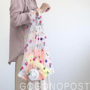 透け感シフォンバッグ お花柄 シースルー メッ...の詳細画像4