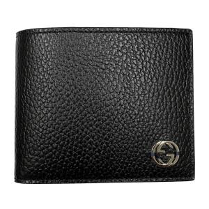 グッチ 財布 メンズ 610464 GUCCI 二つ折り札入れ インターロッキングG レザー ブラック/ブルー系 アウトレット 610464 CAO2N 1040｜goguys55