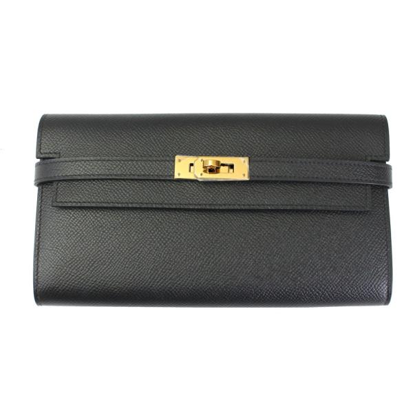 エルメス 財布 レディース HERMES ケリークラシック 長財布 ヴォーエプソン ノワール ブラッ...