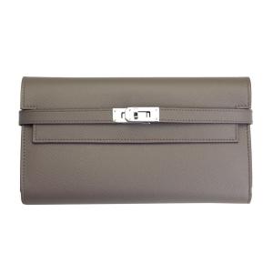 エルメス 財布 レディース ケリー HERMES ケリーロング 長財布 ヴォーエプソン グリエタン 刻印D 051300CK 8F｜goguysshop