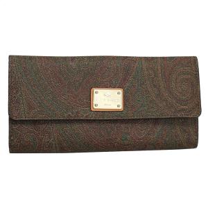 エトロ 財布 レディース ETRO Wホック長財布 ペイズリー柄 PVCコーティング×レザー 074...