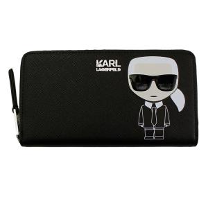 カールラガーフェルド KARL LAGERFELD ラウンドファスナー長財布 ブラック K/アイコニック ジップ アラウンド ウォレット 201W3203｜goguysshop