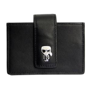 カールラガーフェルド カードケース レディース KARL LAGERFELD K/Ikonik カードホルダー レザー ブラック 201W3217｜goguysshop