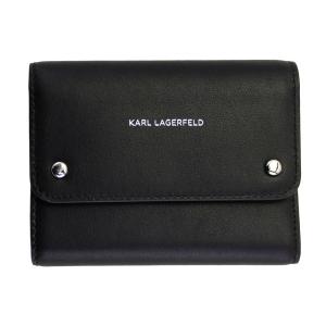 カールラガーフェルド 財布 レディース KARL LAGERFELD 三つ折り財布 K/Ikon フラップ ウォレット レザー ブラック 201W3247｜goguysshop