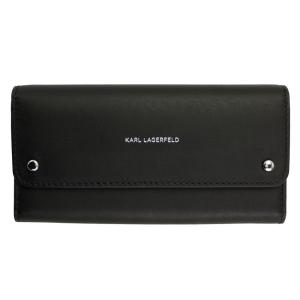 カールラガーフェルド 財布 レディース KARL LAGERFELD 長財布 K/Ikon フラップ ウォレット レザー ブラック 201W3264｜goguysshop