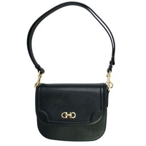 フェラガモ バッグ レディース 21F890 FERRAGAMO ショルダーバッグ レザー ブラック グレタ ゴールド金具 21F890 0644080｜goguysshop