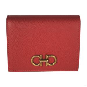 フェラガモ 財布 レディース FERRAGAMO 二つ折り財布 ダブル ガンチーニ レザー リップスティックレッド 22 D780 0746643｜goguysshop