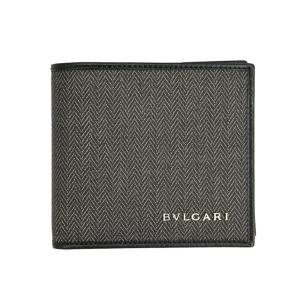 ブルガリ 財布 メンズ 32581 BVLGARI 二つ折り財布 メンズ ウィークエンド コーティング キャンバス レザー ブラック/グレー｜goguysshop