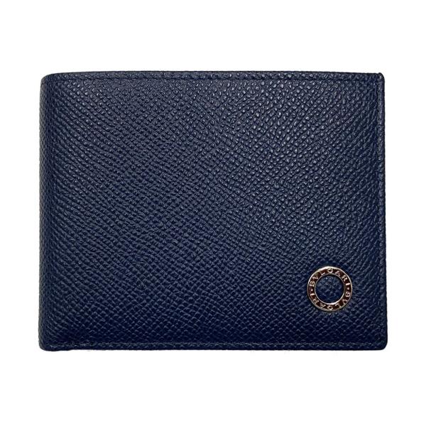 ブルガリ 財布 メンズ BVLGARI ドル紙幣用 札入れ ブルガリ・ブルガリ 型押しレザー ネイビ...