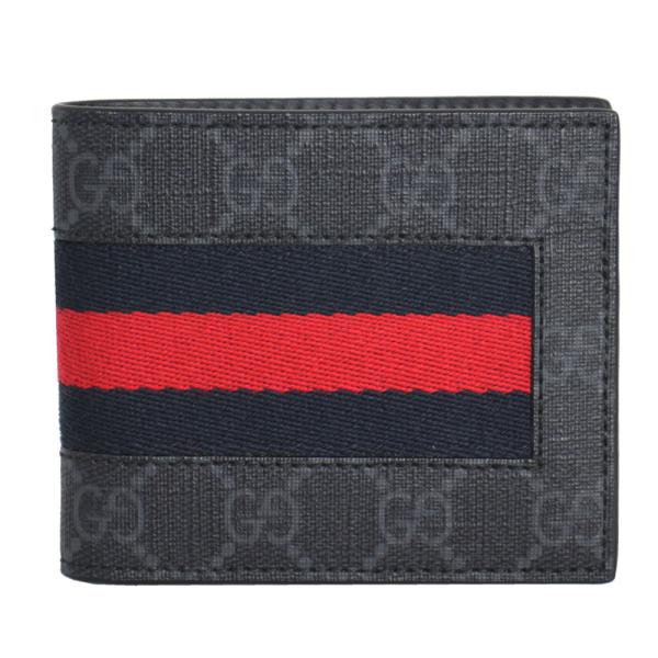 グッチ 財布 メンズ GUCCI 二つ折り札入れ GGスプリーム ニューウェブ ブラック 40882...