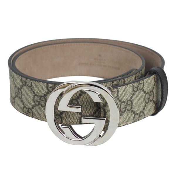 グッチ ベルト メンズ GUCCI インターロッキング Gバックル GGスプリーム ベージュ 85c...