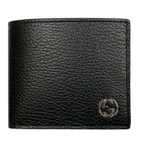 グッチ 財布 メンズ 610466 GUCCI 二つ折り財布 インターロッキングG レザー ブラック/ブルー系 アウトレット 610466 CAO2N 1040