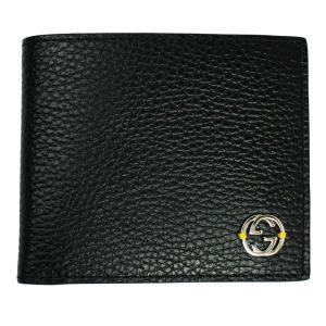 グッチ 財布 メンズ 610466 GUCCI 二つ折り財布 インターロッキングG レザー ブラック/イエロー系 アウトレット 610466 CAO2N 1041