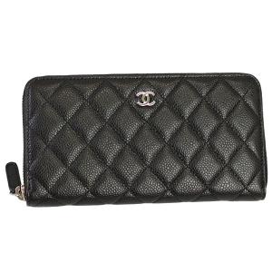 シャネル ラウンドファスナー長財布 ブラック×シルバー金具 A50097 Y01588 21090915｜goguysshop