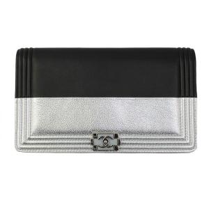 シャネル 2つ折り長財布 ボーイシャネル バイカラー シルバー×ブラック A80741-Y60236 新品｜goguysshop