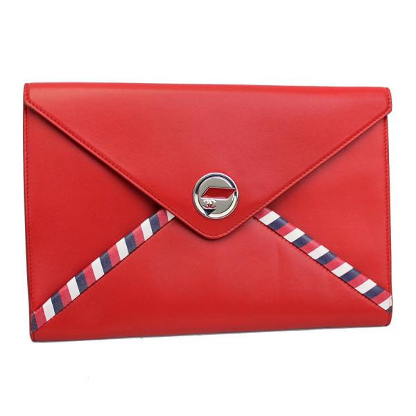 シャネル バッグ レディース CHANEL クラッチバッグ ポーチ レッド ラムスキン A82464...