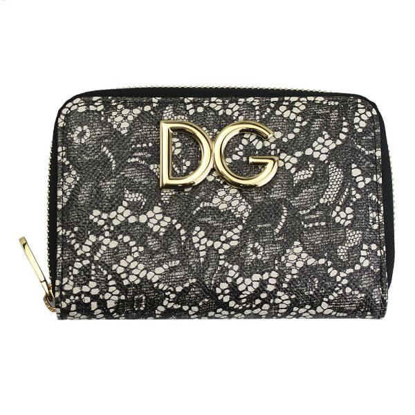 ドルチェ&amp;ガッバーナ DOLCE&amp;GABBANA ラウンドファスナー二つ折り財布 レースプリント 型...