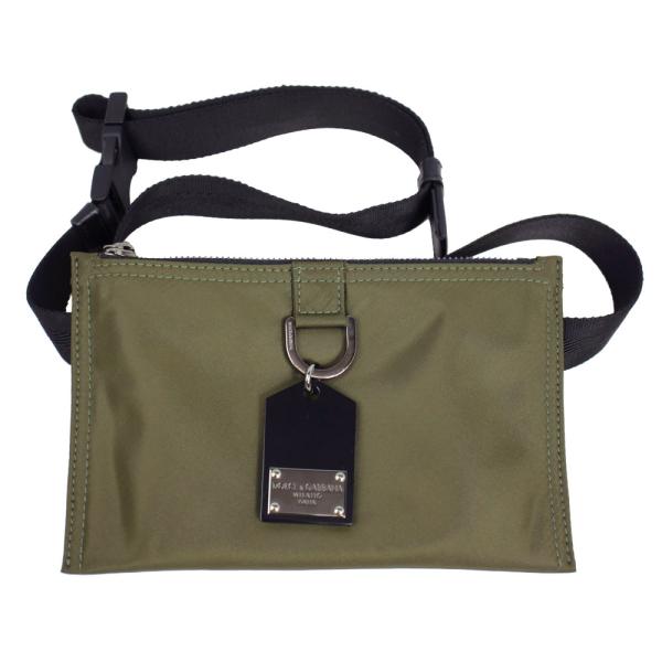 ドルチェ＆ガッバーナ サコッシュ ウエストバッグ ロゴプレートチャーム ナイロン カーキ/ブラック ...