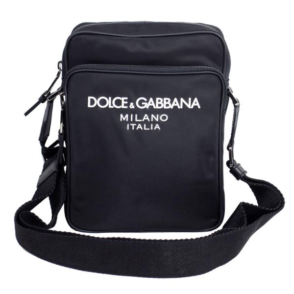 ドルチェ&amp;ガッバーナ DOLCE&amp;GABBANA 斜め掛けショルダーバッグ ラバー加工ロゴ ナイロン...