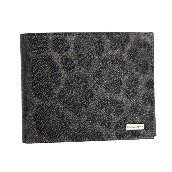 ドルチェ&amp;ガッバーナ 二つ折り財布 メンズ ダークグレー系レオパード BP0457-B7158-1