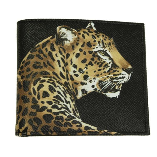ドルチェ&amp;ガッバーナ 二つ折り札入れ 財布 メンズ レザー レオパードヘッド プリント レザー BP...