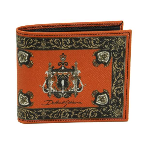 ドルチェ&amp;ガッバーナ 二つ折り札入れ 財布 メンズ 紋章プリント クラシックロゴ レザー BP132...