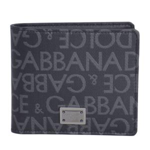 ドルチェ＆ガッバーナ 財布 メンズ DOLCE＆GABBANA 二つ折り札入れ ロゴ コーティングキャンパス ブラック/グレー BP1321 AJ705 8B969｜goguysshop