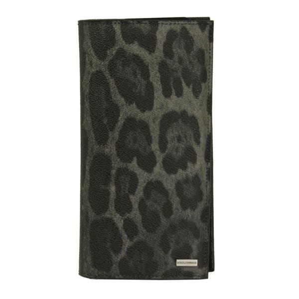 ドルチェ&amp;ガッバーナ 長財布 メンズ レオパード PVC×レザー ブラック×グレー BP1670 A...