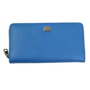 ドルチェ&ガッバーナ ラウンドファスナー長財布 型押しレザー ブルー系 BP1672 A1001 80662｜goguysshop