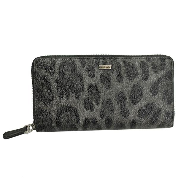 ドルチェ&amp;ガッバーナ ラウンドファスナー長財布 ダークグレー系レオパード BP1672-B7158-...