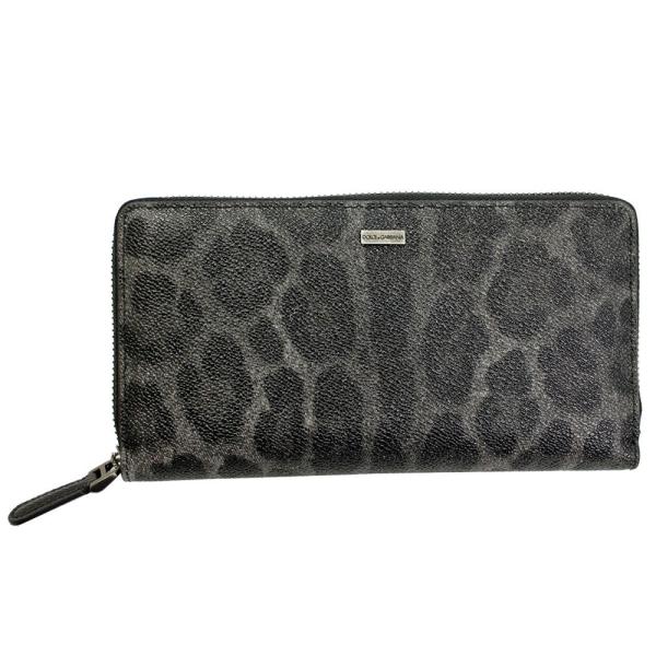 ドルチェ&amp;ガッバーナ ラウンドファスナー長財布 ダークグレー系レオパード BP1672-B7158-...