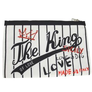 ドルチェ＆ガッバーナ DOLCE＆GABBANA クラッチ ポーチ The KING OF LOVE ナイロン ホワイト/ブラック BP2261 AV080 HWT26｜goguysshop