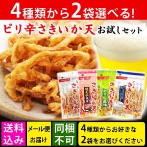 選べるピリ辛さきいか天２袋セット【メール便】【包装・熨斗不可】【お試し 送料無 メール便 ポイント消化 食品 食べきり セット】｜gogyofuku